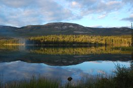 Lumière du matin sur un lac, proche de Whitehorse